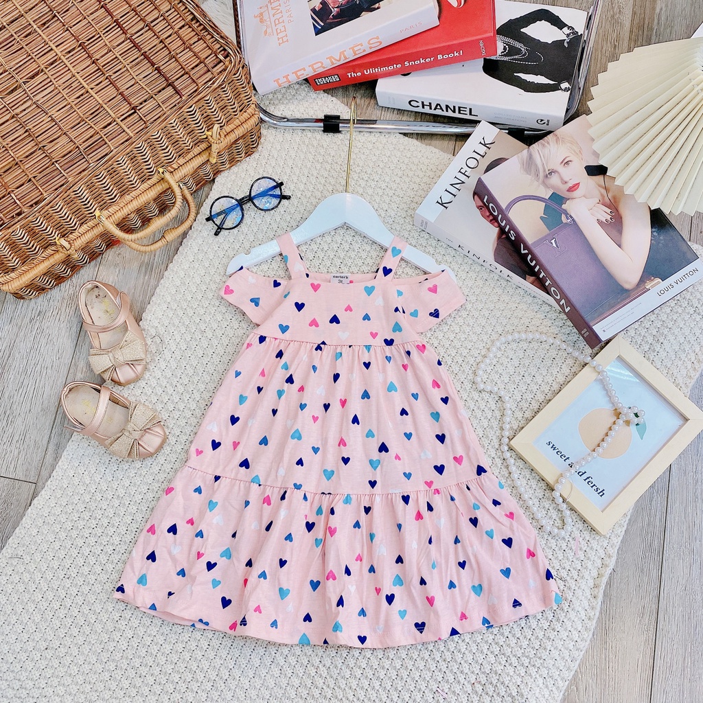 XẢ CẮT MÃ ✓12-22kg✓ Váy hở vai chất liệu cotton xuất cho bé cực xinh BẢNG MÀU 2