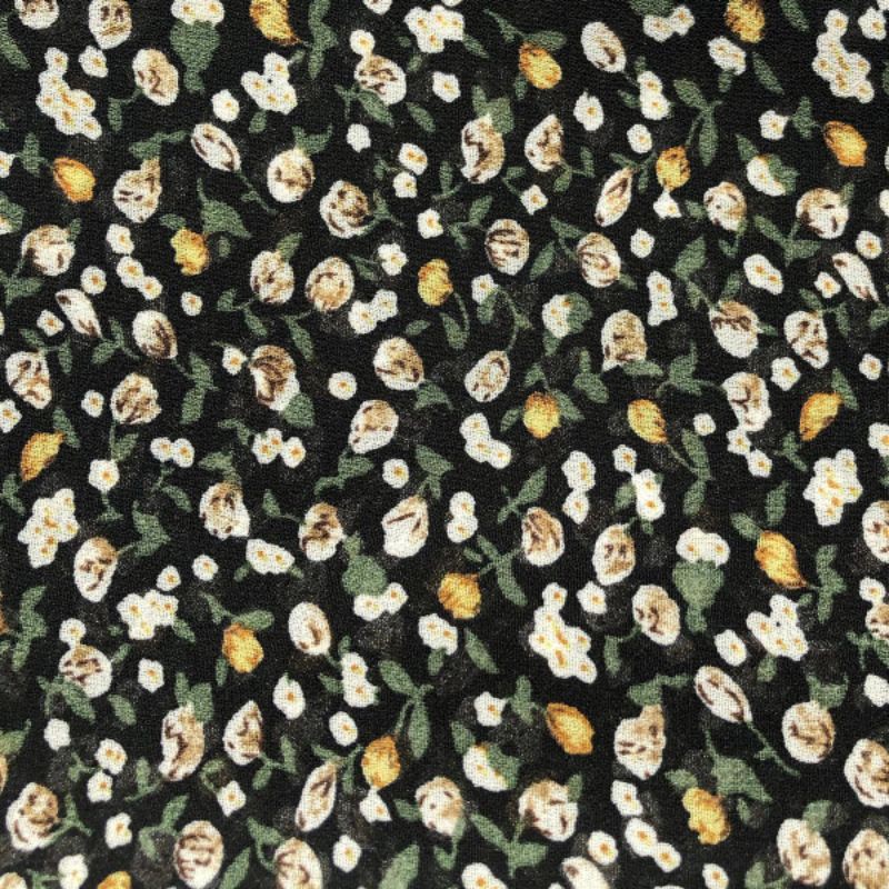 Áo khoác Kimono Đen Hoa Nhí Trắng