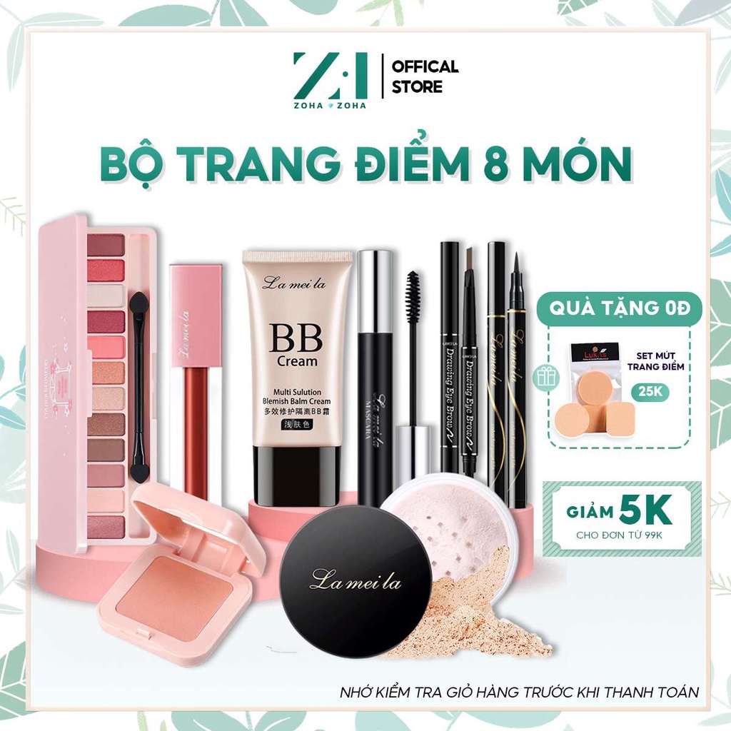 Bộ trang điểm Lameila 8 món chính hãng set trang điểm cá nhân bộ makeup chuyên nghiệp ZH-BTD-L802