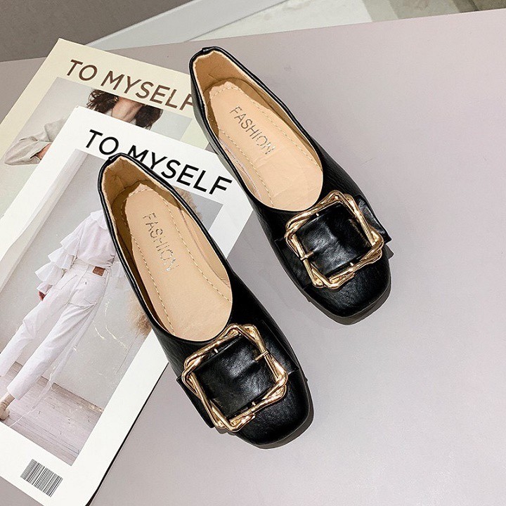 FREE SHIP Giày búp bê nữ đế bệt khóa vuông phong cách hàn quốc siêu xinh 001