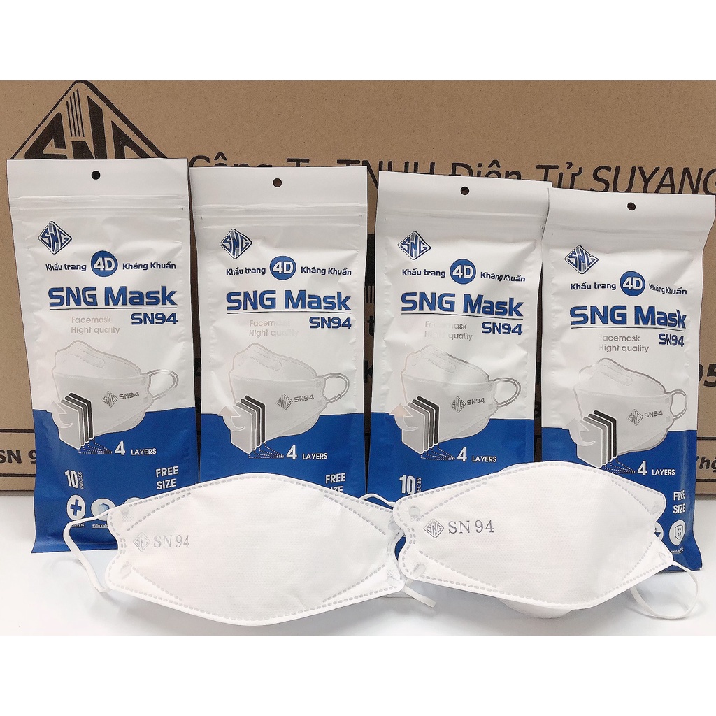 [SN94 - TÚI 10 CHIẾC ] Khẩu trang y tế cao cấp kháng khuẩn 4 lớp thoáng khí, lọc sạch bụi SN94 SNG Masks