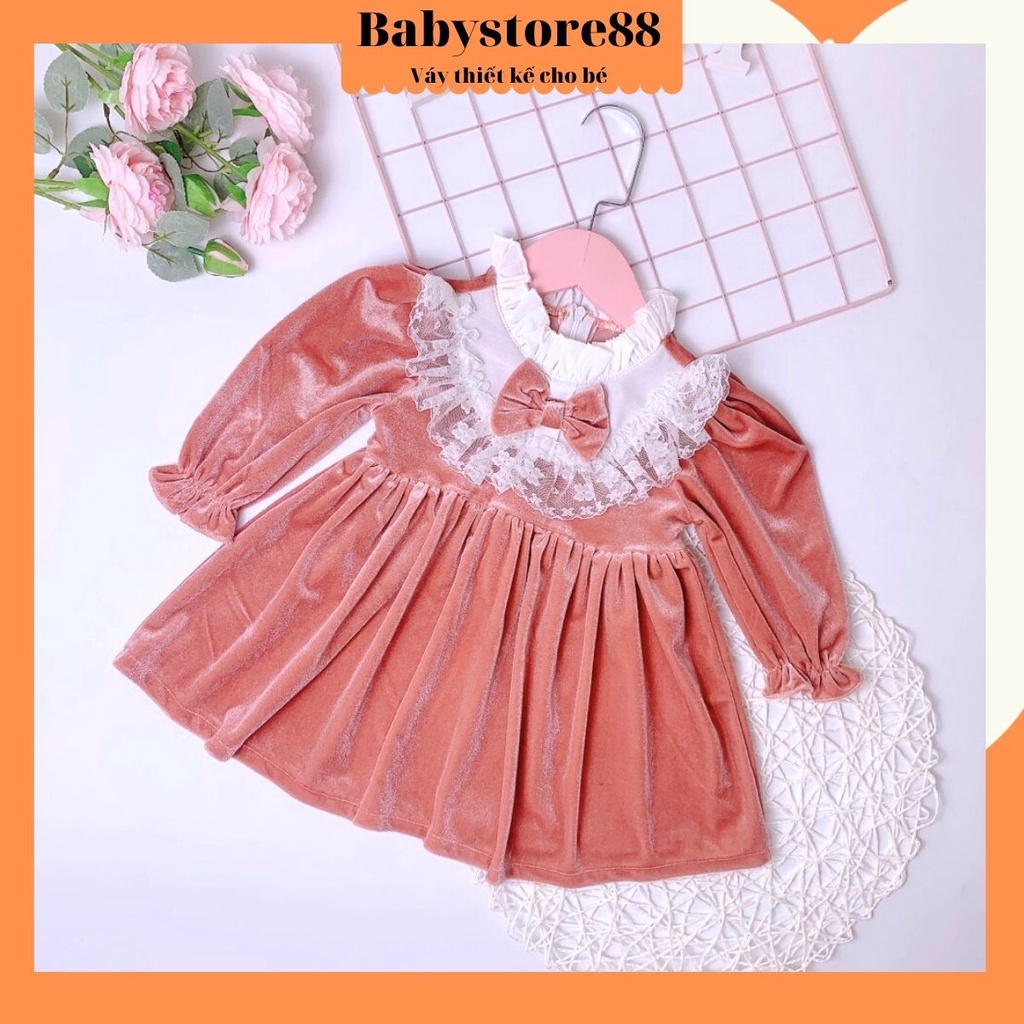 Đầm cho bé gái sơ sinh, 0,1,2,3,4,5,6 tuổi Babystore88, Váy bé gái thu đông dài tay hàng thiết kế V61