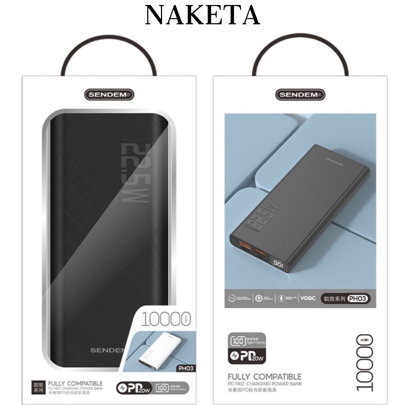 Sạc Pin Dự Phòng 10000mAh / 20000mAh PD20W Sạc Nhanh 22.5w Chính Hãng SENDEM giá rẻ