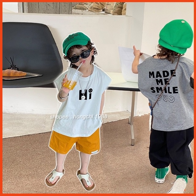 Áo thun ba lỗ sát nách phong cách Hàn Quốc cho bé trai Treebibi 2-8 tuổi (có clip, ảnh thật).