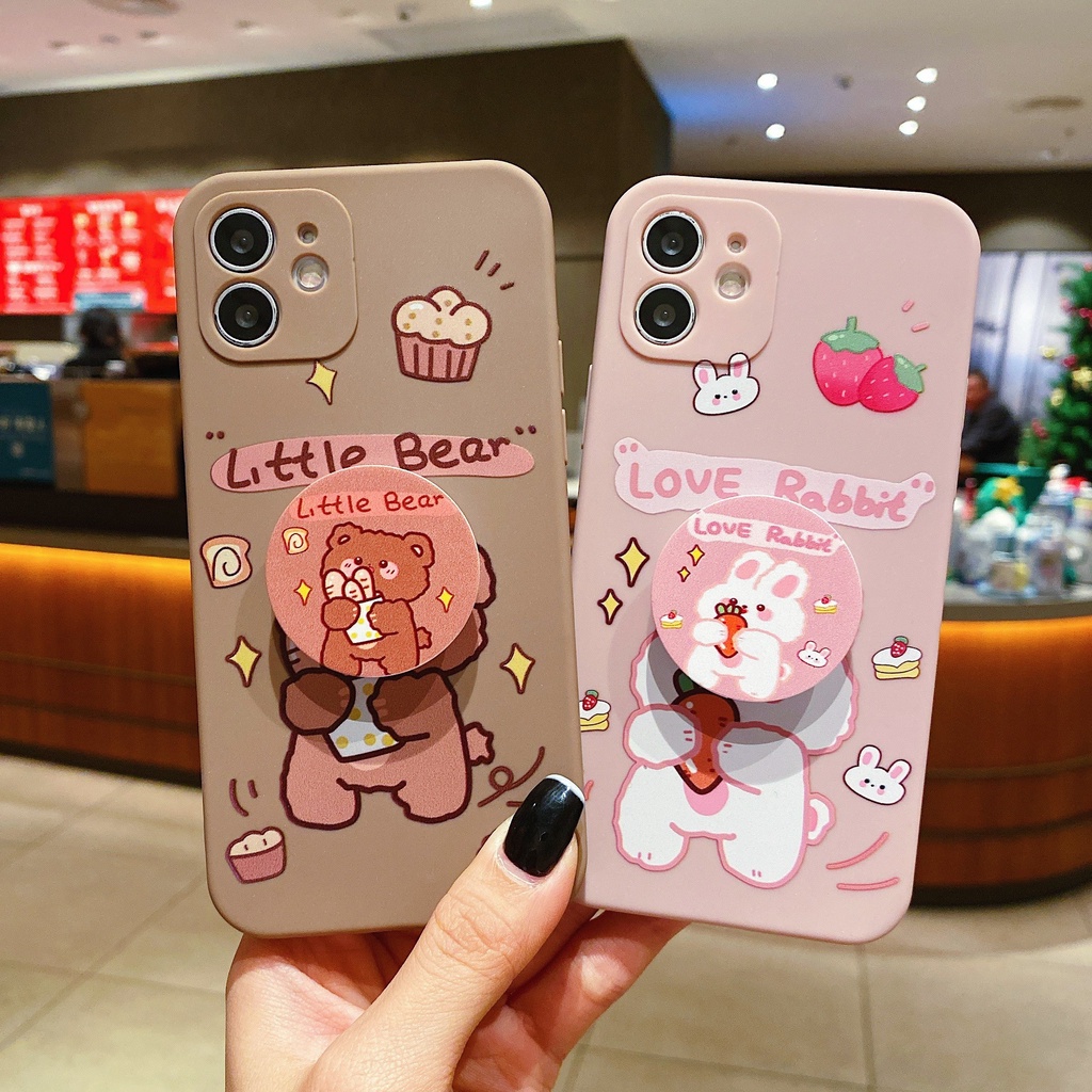 Ốp lưng iPhone 7 Plus 11 13 12 Pro Max X XS XR Max 6 7 8 6S Plus case Ốp lưng điện thoại phong cách Hàn Quốc có chân đế gắn trong