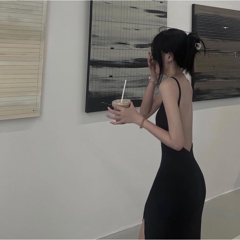 KASUMI DRESS/ ĐẦM HAI DÂY ÔM BODY HỞ LƯNG TÔN DÁNG CHẤT LIỆU CO DÃN THOẢI MÁI (nhận may theo số đo)
