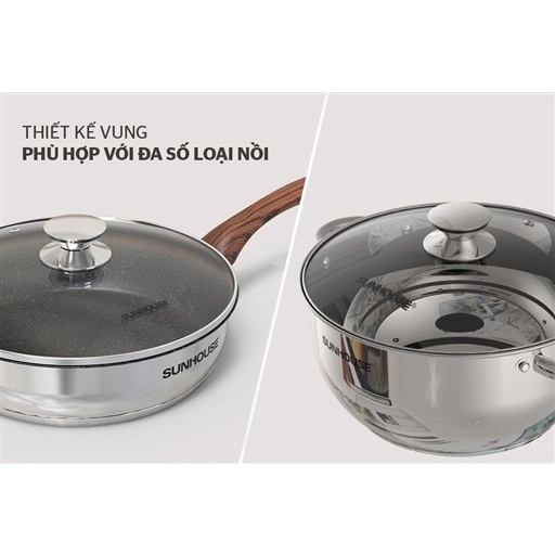 Vung kính cường lực siêu bền Sunhouse GS20-24-26cm