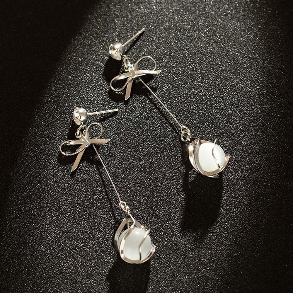 MXGOODS Gift For Women Small Bow Water Drop Long Pendant Accessories Stud Earrings