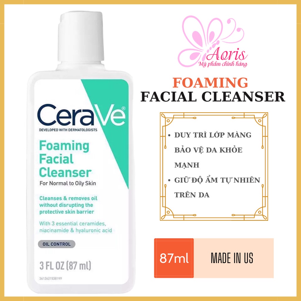 [Auth- Full Bill]sữa rửa mặt  Cerave cleanser 473ml