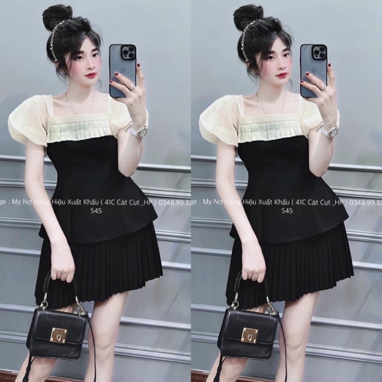 ÁO THIẾT KẾ CỔ VUÔNG TAY BỒNG CHẤT ĐẸP MS18666 | BigBuy360 - bigbuy360.vn