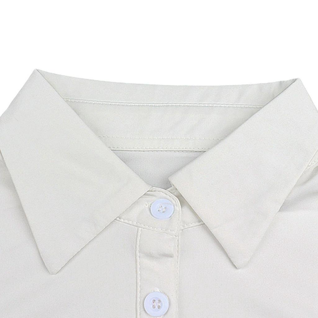 Áo Sơ Mi Croptop Tay Dài Phối Nút Màu Trơn Thời Trang Cho Nữ