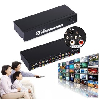 Bộ chia âm thanh video AV RCA 1 đầu vào 8 đầu ra tiện dụng