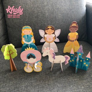 Set 7 in 1 đồ chơi mô hình lắp ráp Origami mảnh ghép công chúa Princess nổi 3D cho trẻ em - 18N92607