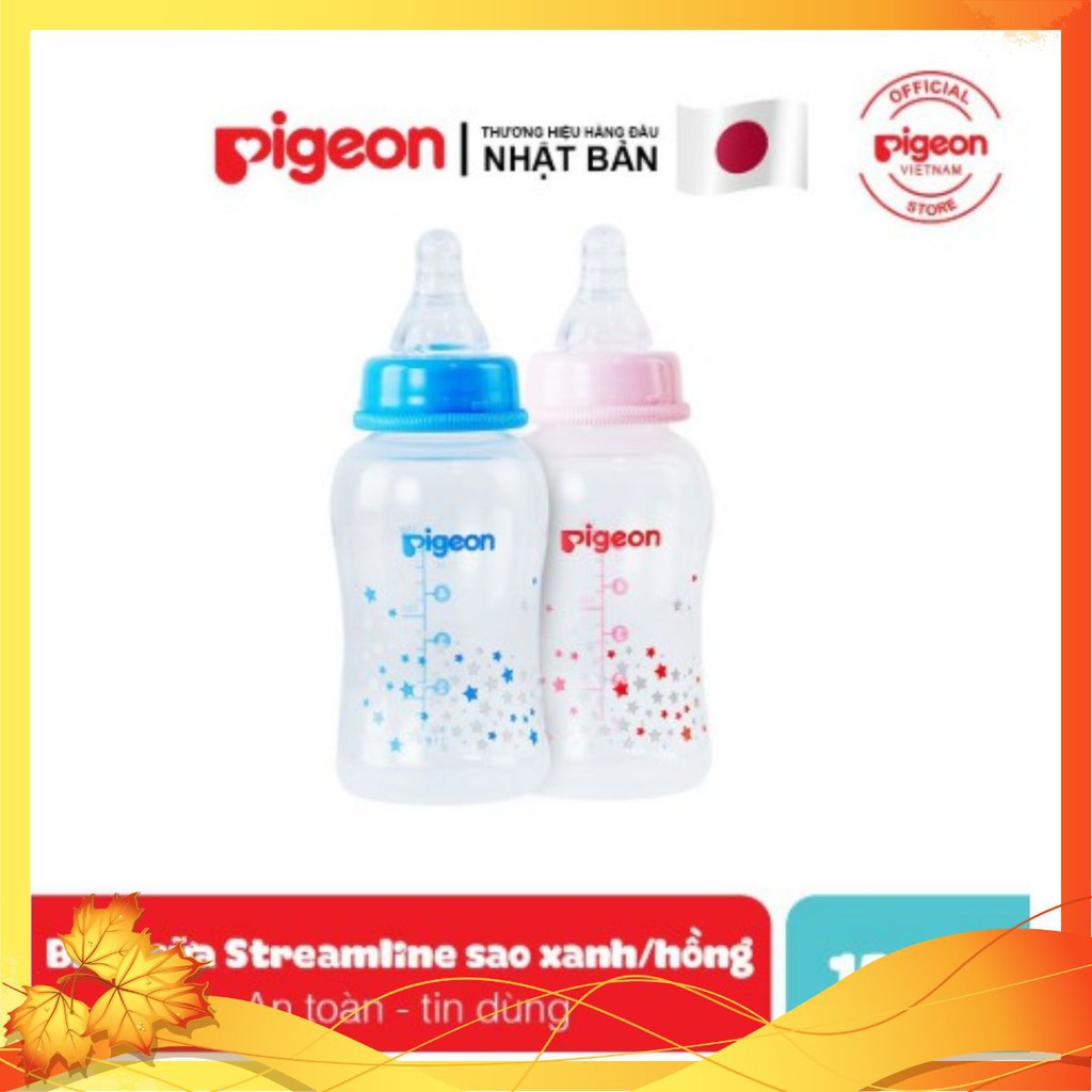 Bình Sữa Pigeon Cổ Hẹp 150ml Bình Sữa Cho Bé Sơ Sinh Nhưa PP Streamline Dung Tích 150ml Hình Ngôi Sao ( Mẫu Mới )