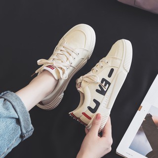 Giày Thể Thao Vải Canvas Đế Bằng Thoáng Khí Màu Trắng Trẻ Trung Hợp Thời Trang