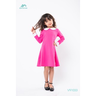 V91033-Váy sơ mi cổ sen trơn