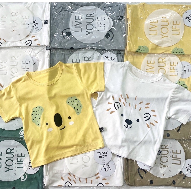 Áo cộc tay thun lạnh hình thú đáng yêu cho bé trai, bé gái