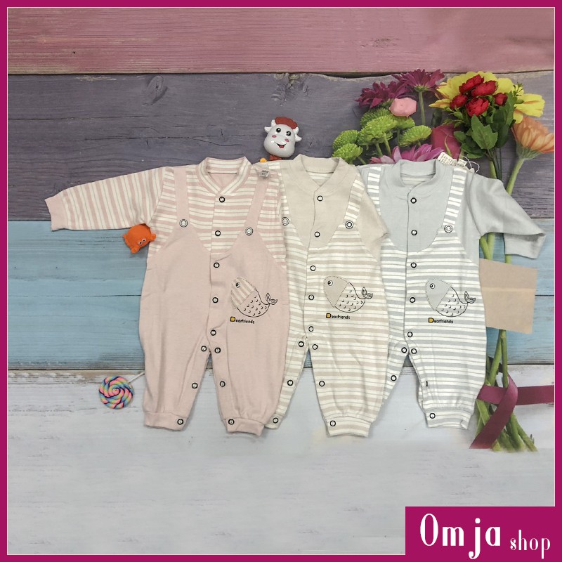 Áo Liền Quần, Body Liền Thân Cúc Cài, Cotton Dài Tay Cho Bé 7-13KG - C02