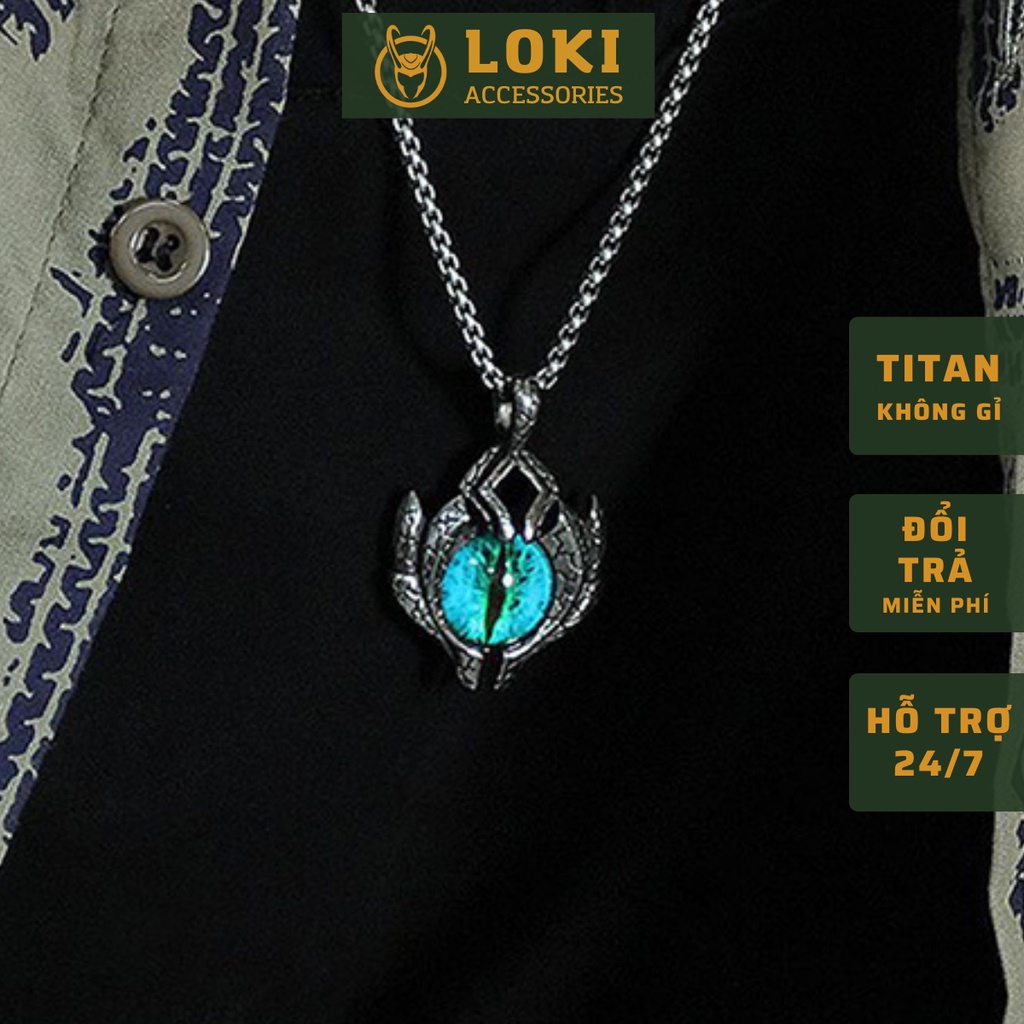 Vòng cổ nam dây chuyền nam nữ màu bạc unisex Loki Accessories Blue Eyes Phụ kiện Titan không gỉ - Blue Eyes