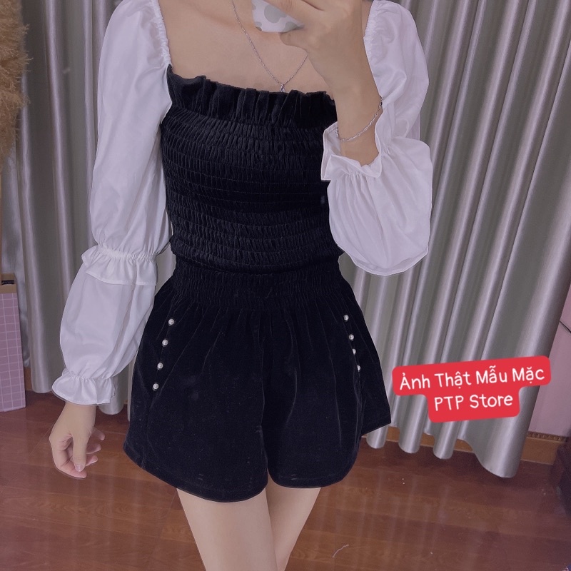 Quần Sooc Nhung Phồng Đính Ngọc 2 Màu Siêu Xinh Có Ảnh Thật Kèm Video | BigBuy360 - bigbuy360.vn