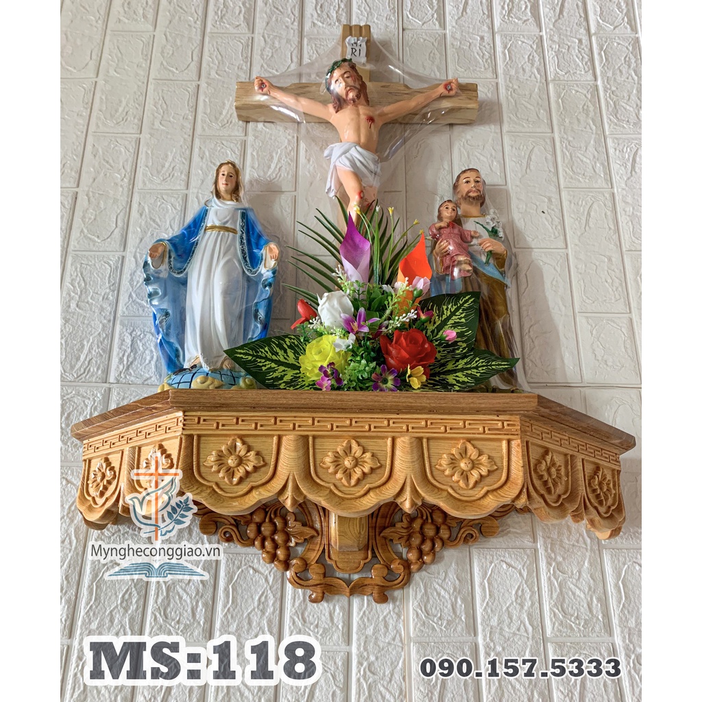 Top Những Mẫu Kệ Gỗ Công Giáo | Bàn Thờ Công Giáo Treo Tường Bằng Gỗ | Bàn Thờ Chúa Lắp Nhà Khách