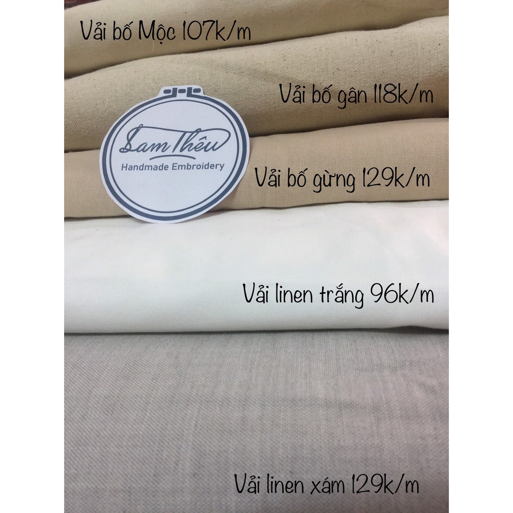 Vải linen, vải bố thêu các loại