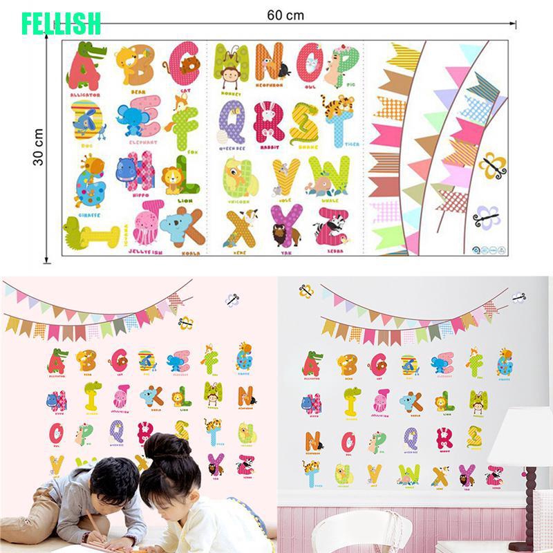 Miếng Dán Tường Hình Chữ Cái Và Động Vật Hoạt Hình Dễ Thương Trang Trí Phòng Cho Bé