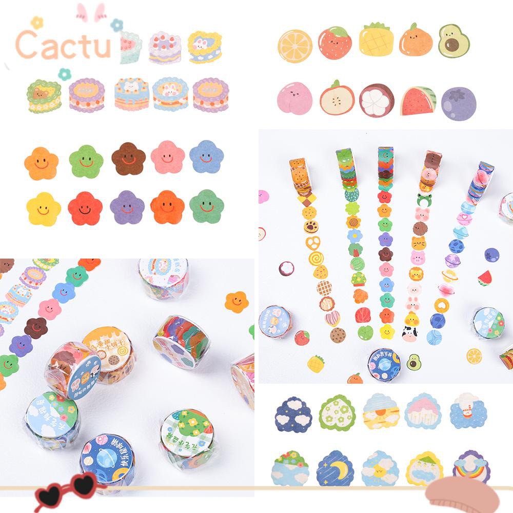 CACTU Adhesive Sticky Paper Kawaii Diary Label Washi Tape DIY School Supplies Stationery Tearable Decorative Scrapbooking Sticker