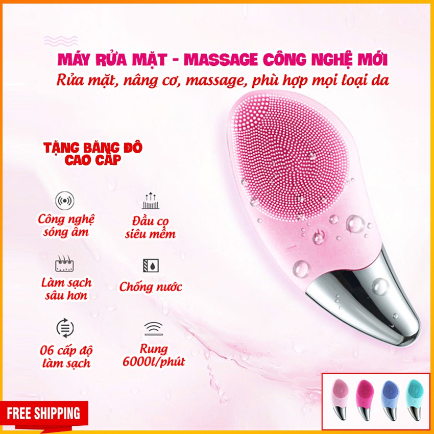 Máy rửa mặt Mianz Store nâng cơ massage mặt đẩy tinh chất chăm sóc mọi loại da - Bảo hành 6 tháng