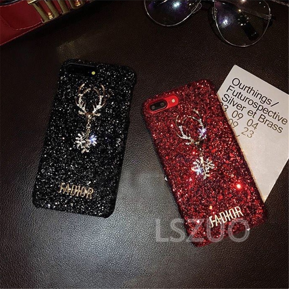 Ốp lưng nhựa cứng Họa Tiết Giáng Sinh Đính Đá Thời Trang Cho Iphone 12 11 Pro Max X Xs Xr Xsmax 8 7 6 6s Plus Se 2020