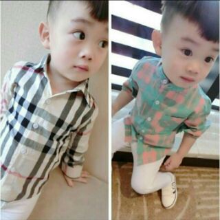 sơ mi kẻ dài tay cho bé trai