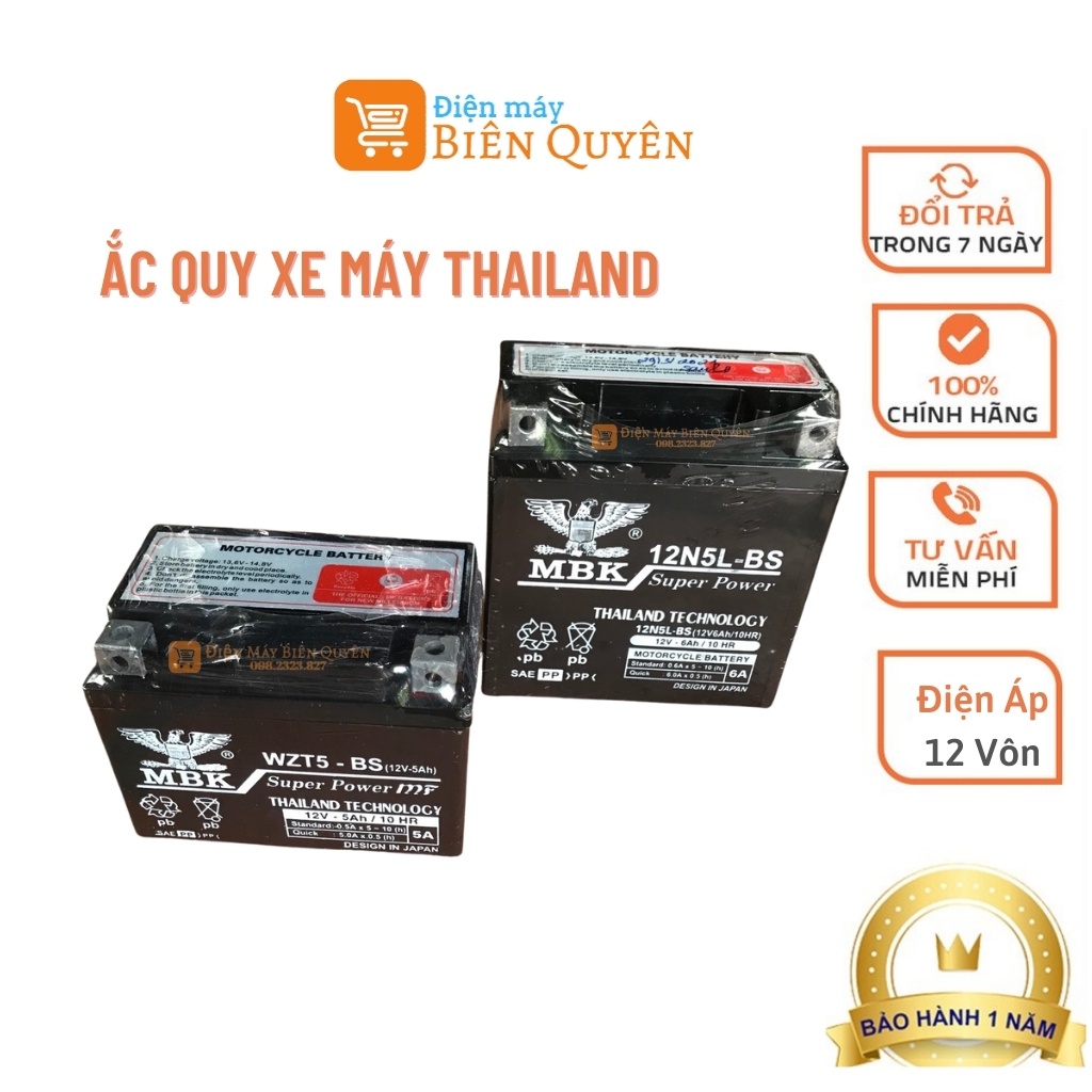 Ắc quy 12v Thailand (chuyên dùng cho xe máy)