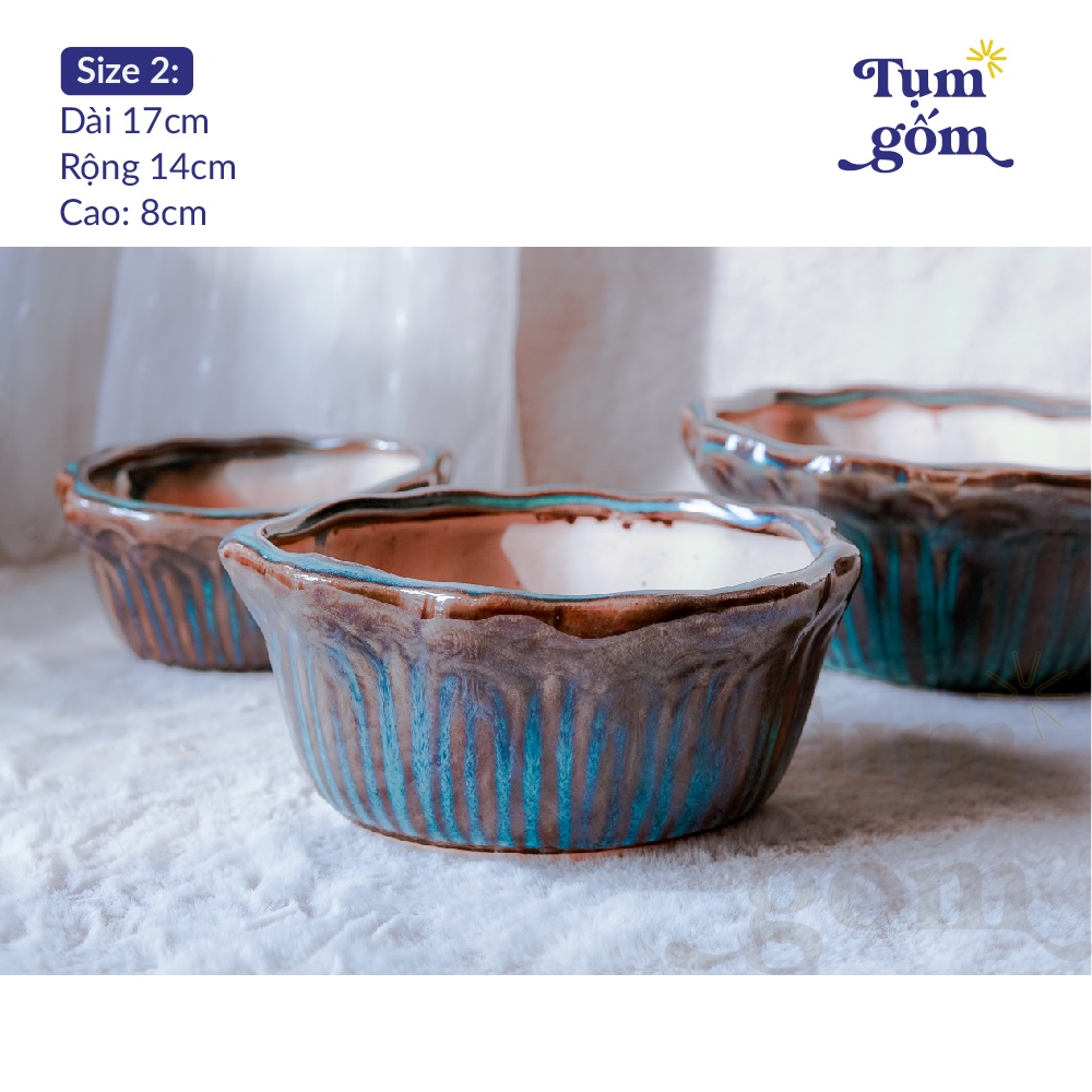 Chậu Sứ Dáng thuyền Trồng Cây Cảnh Bonsai, Sen đá, Xương rồng, Tiểu Cảnh Terrarium