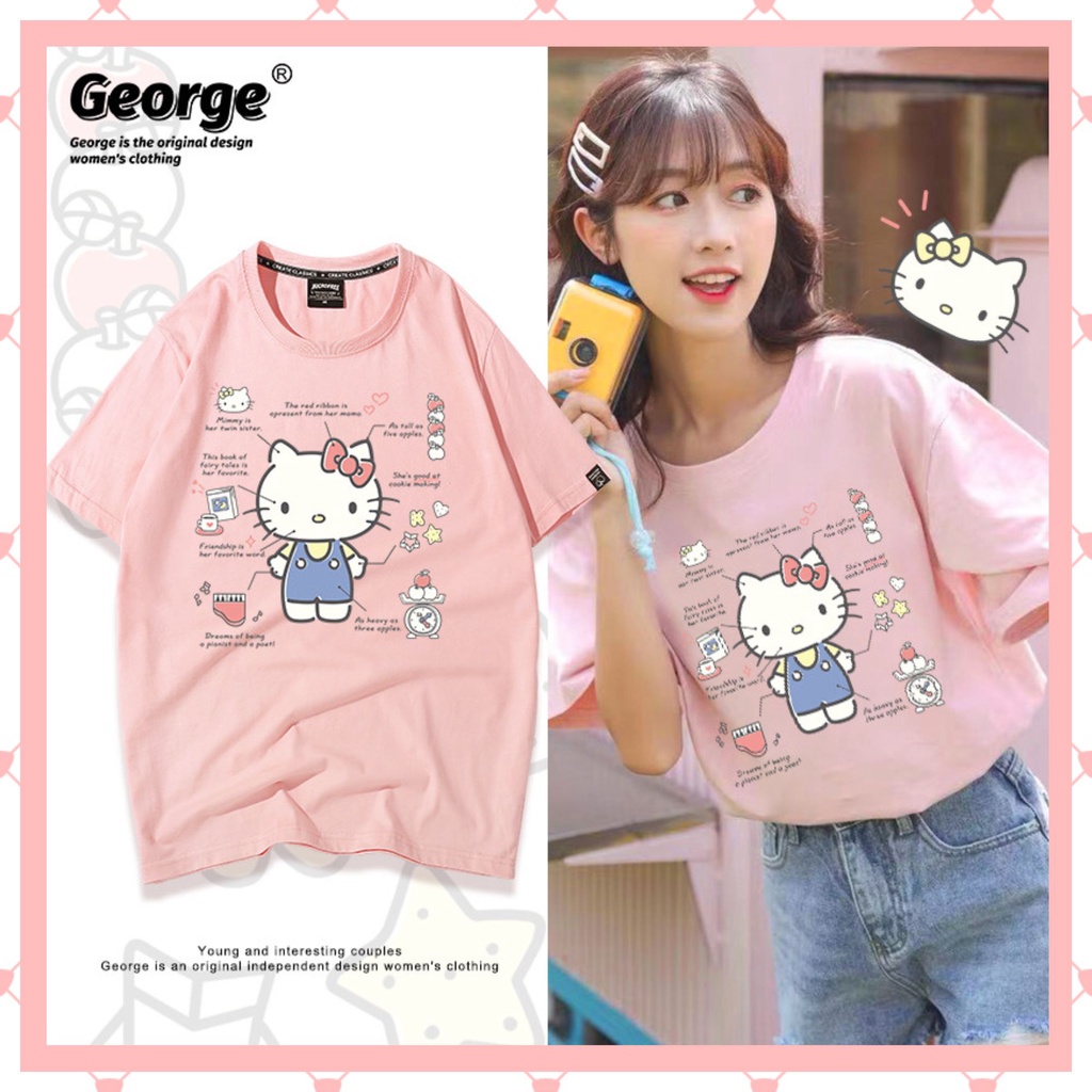 Hello Kitty - Áo thun tay ngắn mèo Hello Kitty Unisex