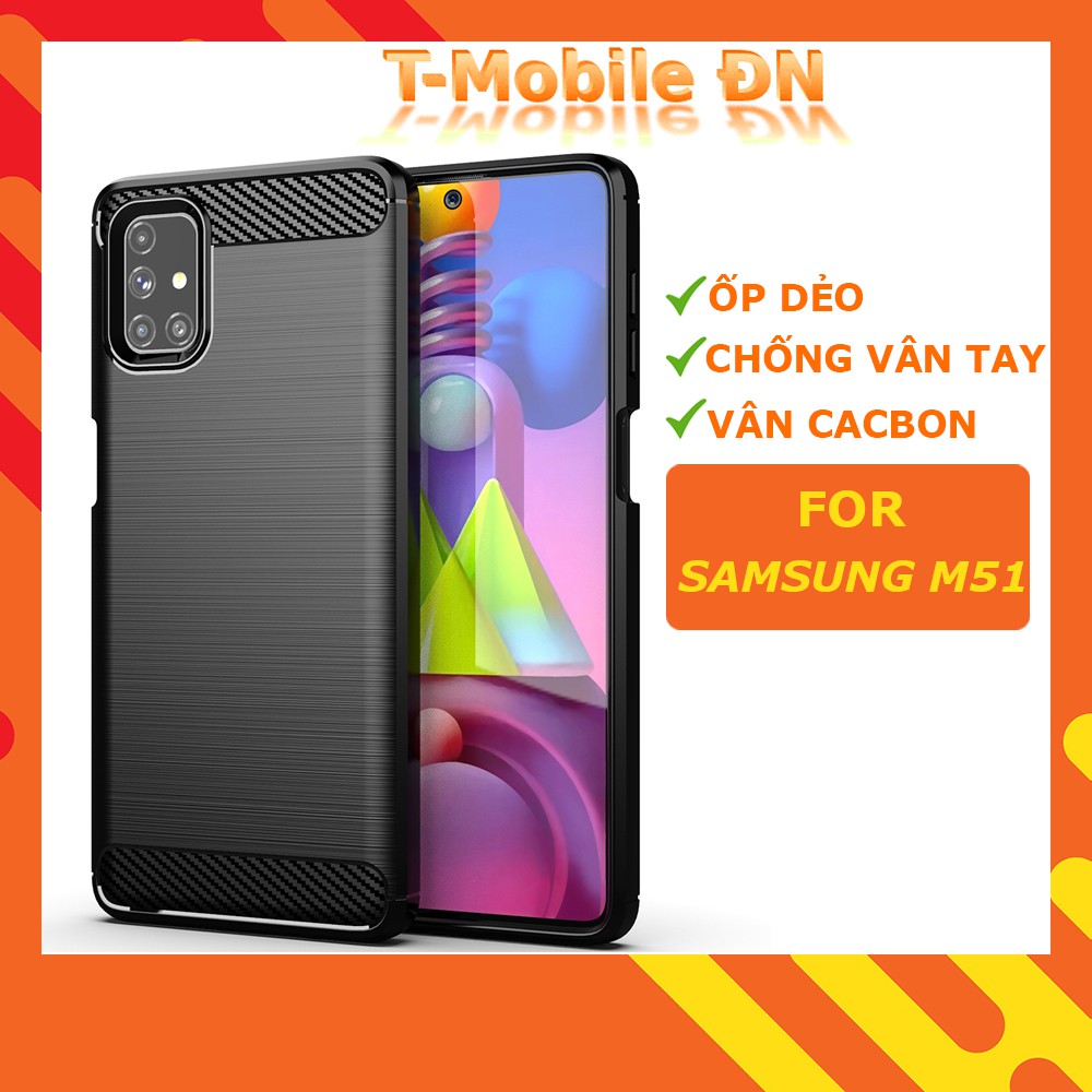 Ốp lưng Samsung M51 🔥 𝐅𝐑𝐄𝐄 𝐒𝐇𝐈𝐏 🔥 Ốp Cacbon phay xước chống sốc chống vân tay cho Samsung M51