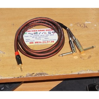 Dây jack 3.5ly ra 2 đầu 6.5ly vuông loại tốt dài 1.5m