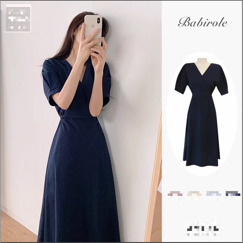 (ORDER) Váy MORAN cộc tay cổ V thắt nơ sau lưng nhẹ nhàng vintage Hàn Quốc nhiều màu