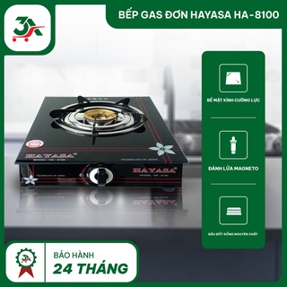 Bếp gas đơn HAYASA HA-8100 nhỏ gọn mâm đồng điếu inox dùng bình gas lớn bảo hành 24 tháng