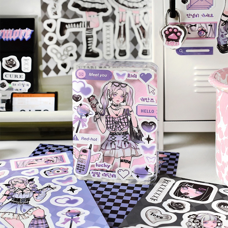 1 Tờ Sticker Dán Trang Trí Hình Cô Gái Dễ Thương