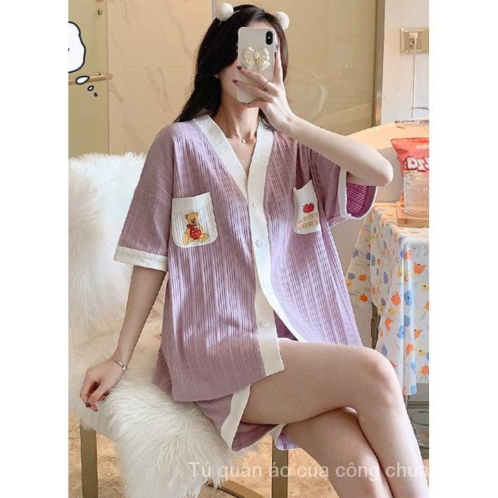 Yukata Bộ Đồ Ngủ Vải Cotton Kiểu Hàn Quốc Thời Trang Mùa Hè 2021 Rsgx