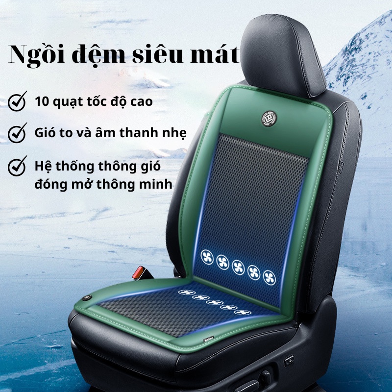 Lót Ghế Xe Hơi Điều Hòa , Áo Ghế Làm Mát Ô Tô Cao Cấp Bằng Hệ Thống 10 Quạt Gió, Quạt Êm Mát Mẻ