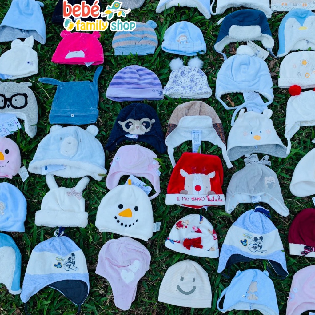Mũ trùm đầu cho bé trai, bé gái mùa đông chất len, lông cừu, cotton/ Nón, Mũ xuất dư cho bé sơ sinh - NL