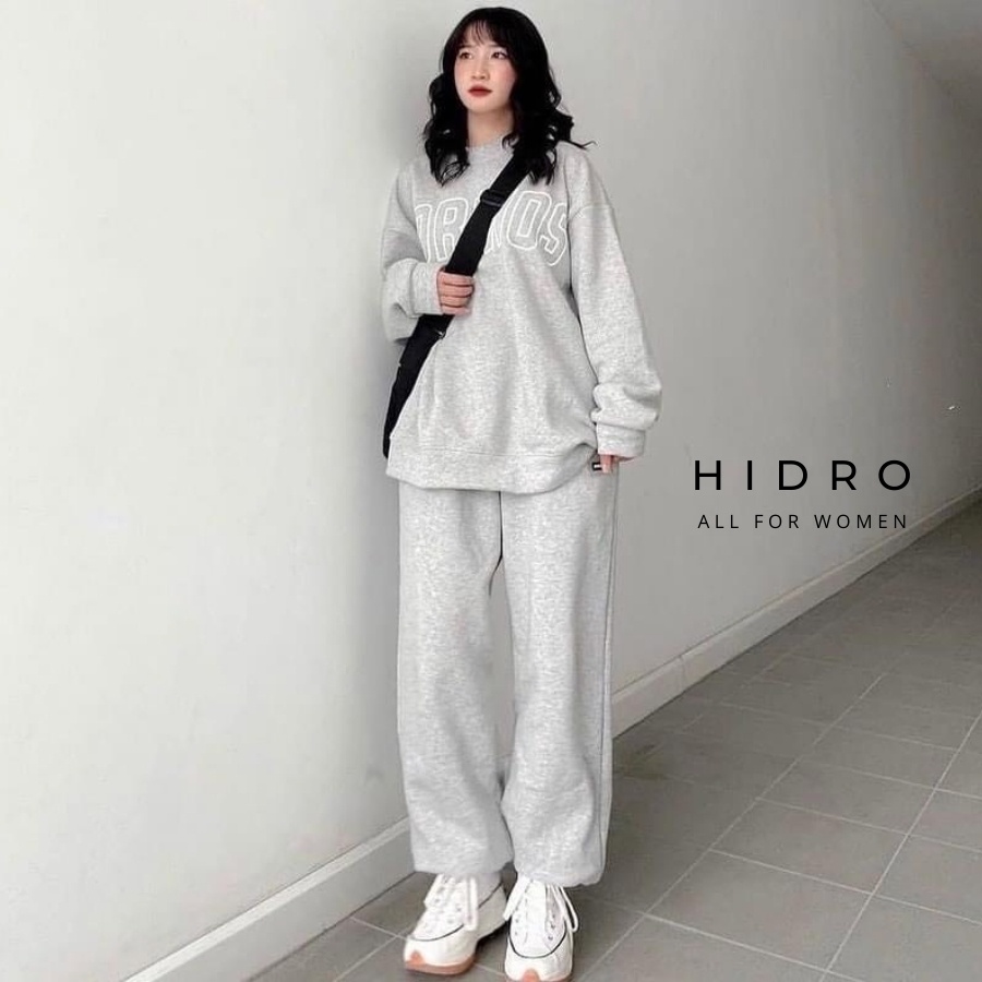 [Mã INCU20 giảm 20K đơn 150K] Set Nỉ Thể Thao HIDRO Áo Sweater Phối Quần Bo Gấu Nỉ Bông Dày Dặn | BigBuy360 - bigbuy360.vn