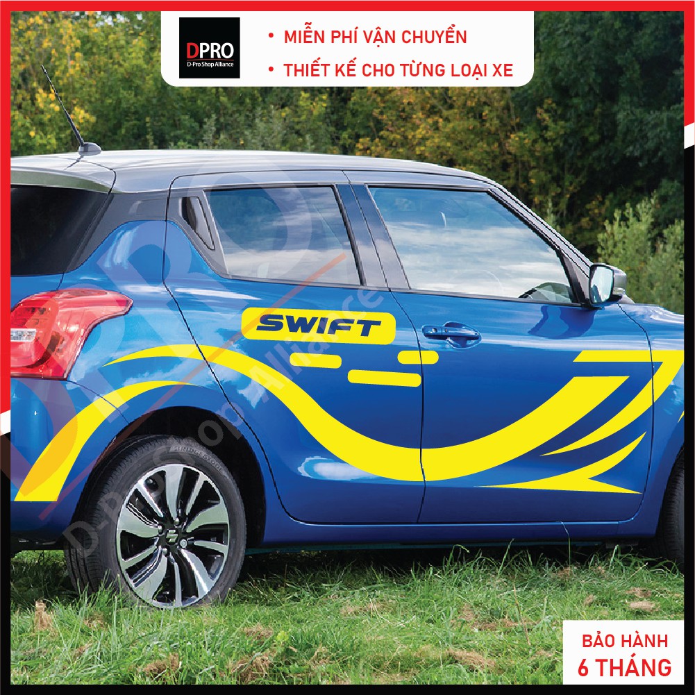 Tem xe SUZUKI SWIFT dán 2 bên sườn - tem xe ô tô giá rẻ hà nội- decal Swift