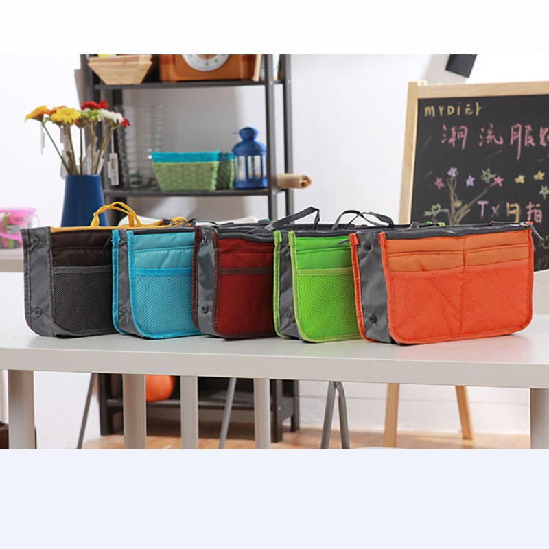 Túi Đựng Đồ Trang Điểm Bằng Nylon Có Khóa Kéo Đôi Tiện Dụng Cho Nữ