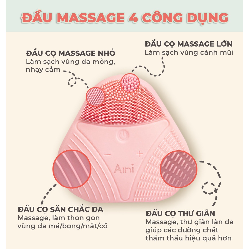 Máy rửa mặt đa năng 4in1 Cleansing & Massaging Device AINI COLLECTION - Hàng chính hãng AINI14