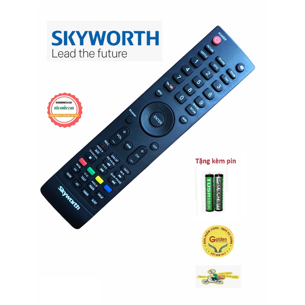 Điều khiển tivi Skyworth có nút Youtube bên tai trái - Remote Skyworth