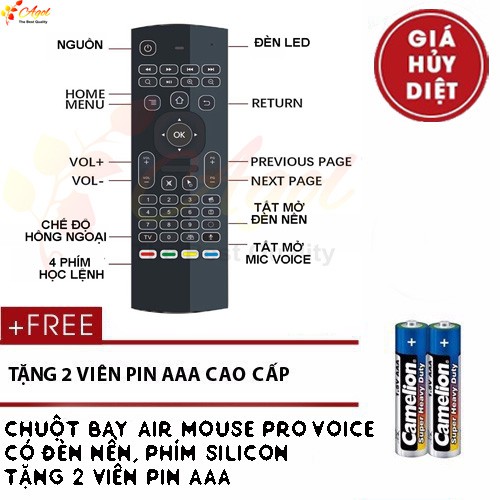 Chuột bay km900V pro ,MX3 pro có đèn và mic voice tặng cặp pin camelion