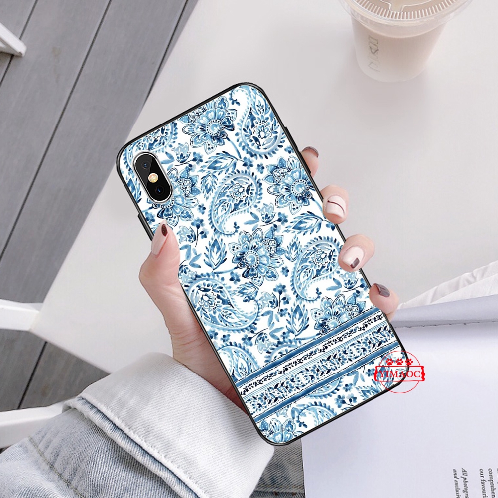 Ốp Điện Thoại Dẻo Họa Tiết Gốm Sứ Màu Xanh & Trắng Độc Đáo Cho Iphone Xs Max Xr X 11 Pro 7 8 6 6s Plus 15a