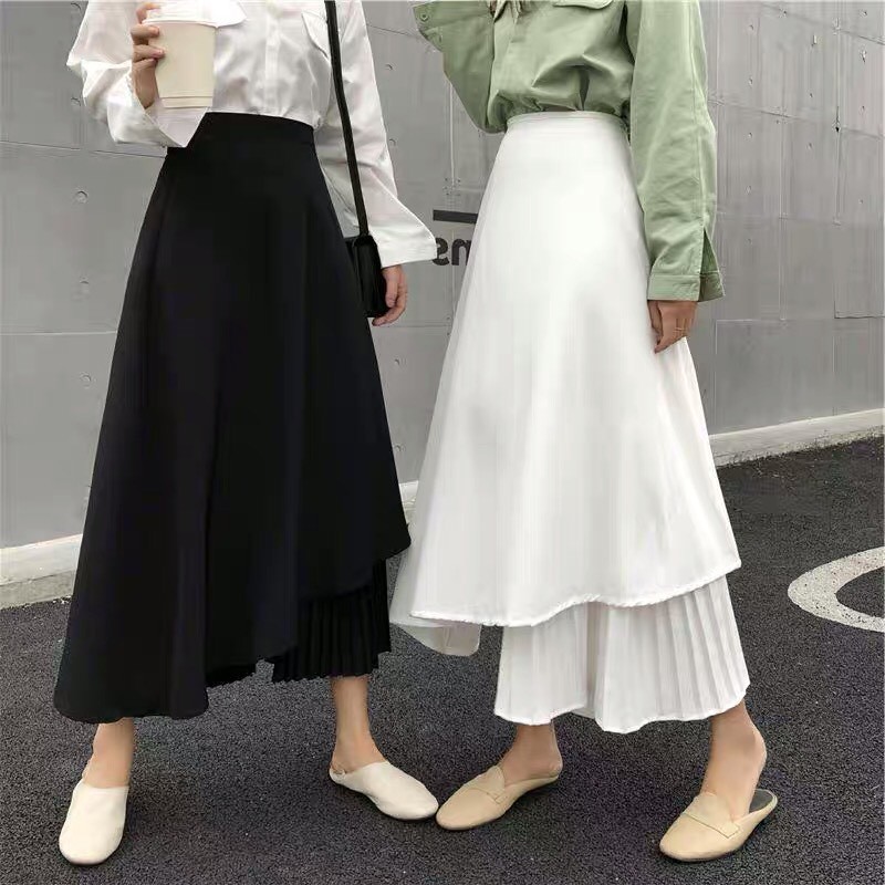 [ Mã FAMAYWA giảm 10K đơn 50K] Chân Váy Lệch Vạt Dập Ly Dáng Dài Hai Màu Siêu Xinh | BigBuy360 - bigbuy360.vn